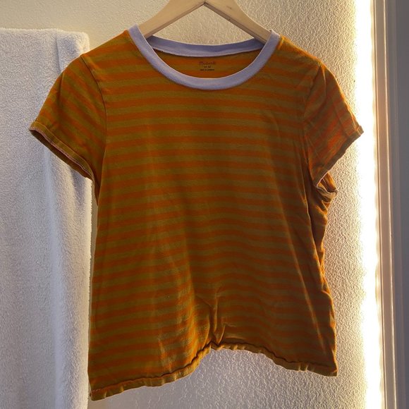 Madewell Tops - Gently Worn Vintage Orange Striped Madewell Cropped Top